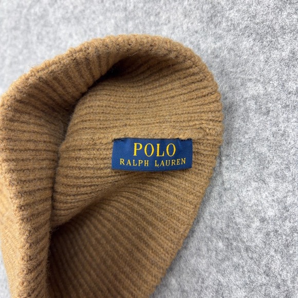 Polo Ralph Lauren Hat Mens Tan Brown Flesh Pony Wool Blend Beanie Skull Cap - Picture 5 of 5
